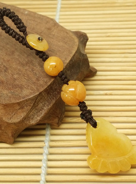 黄玉莲花珠小葫芦挂件钥匙扣