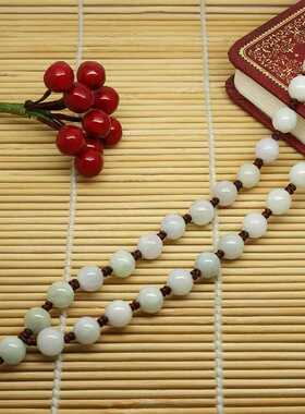 天然翡翠A货玉珠吊坠绳手机挂链