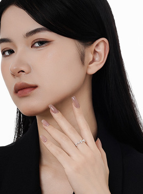 韩版S925纯银镶钻十字架食指戒