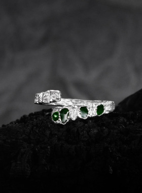 韩版小众纯银滴胶戒指女ins风