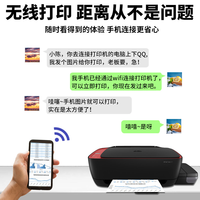hp惠普tank411彩色喷墨打印机连供 精通理想办公喷墨多功能一体机