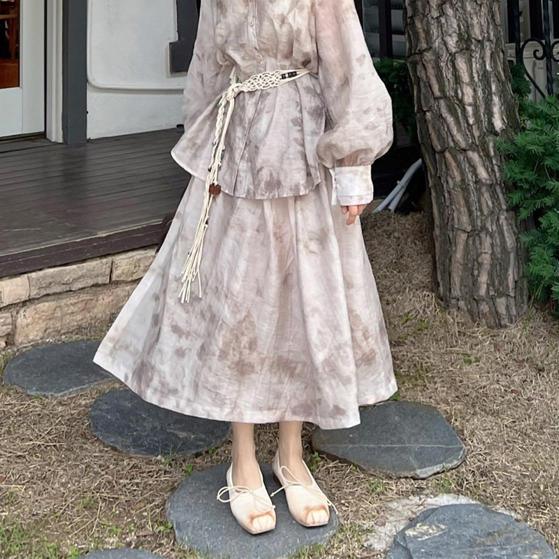 复古方头中跟绑带芭蕾风舞鞋外穿2025春季新款仙女水洗猪鼻子单鞋 - 图2