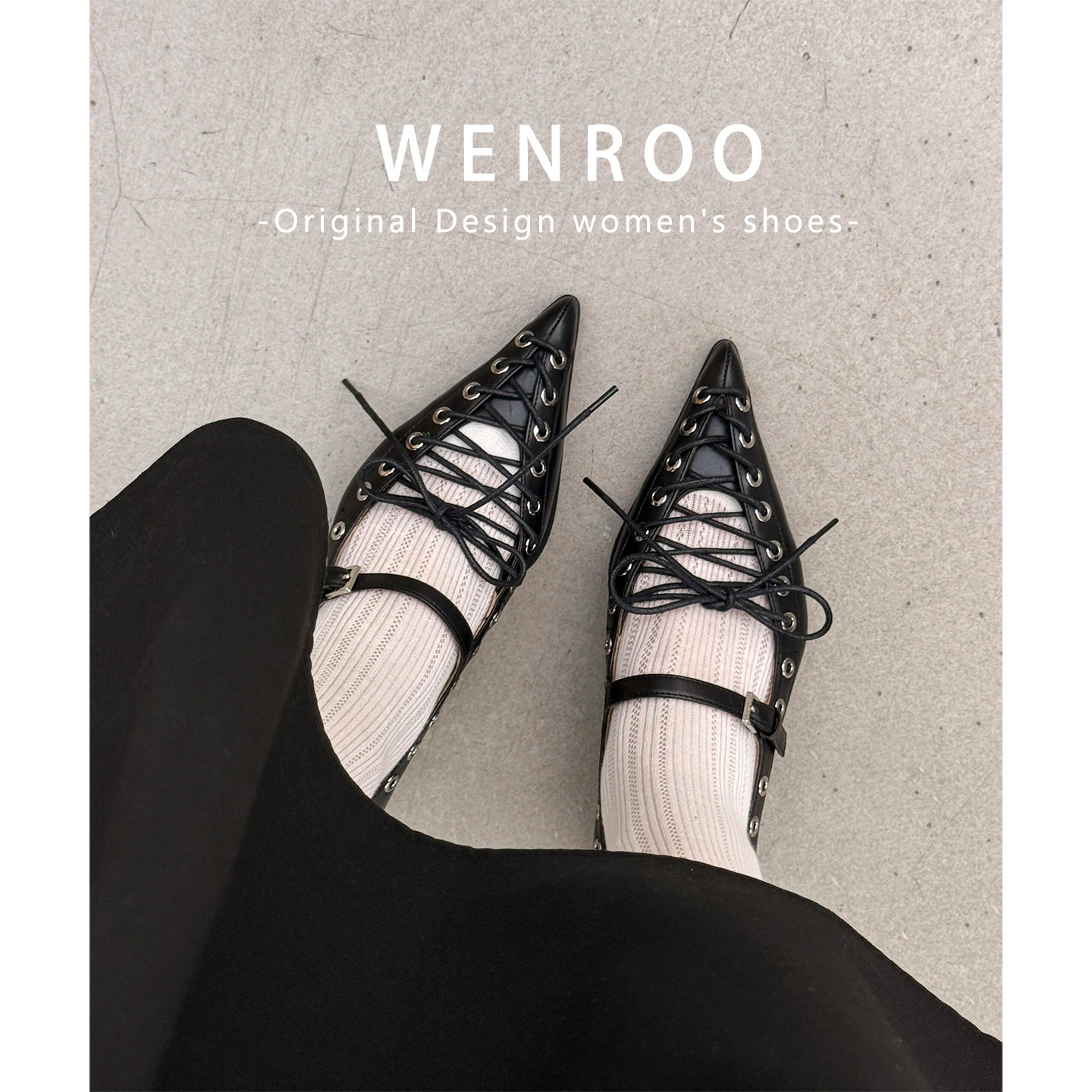 黑色复古一字带铆钉玛丽珍女鞋2025秋季新款法式系带高跟尖头单鞋,淘宝优惠券,粉丝福利购,淘宝优惠卷