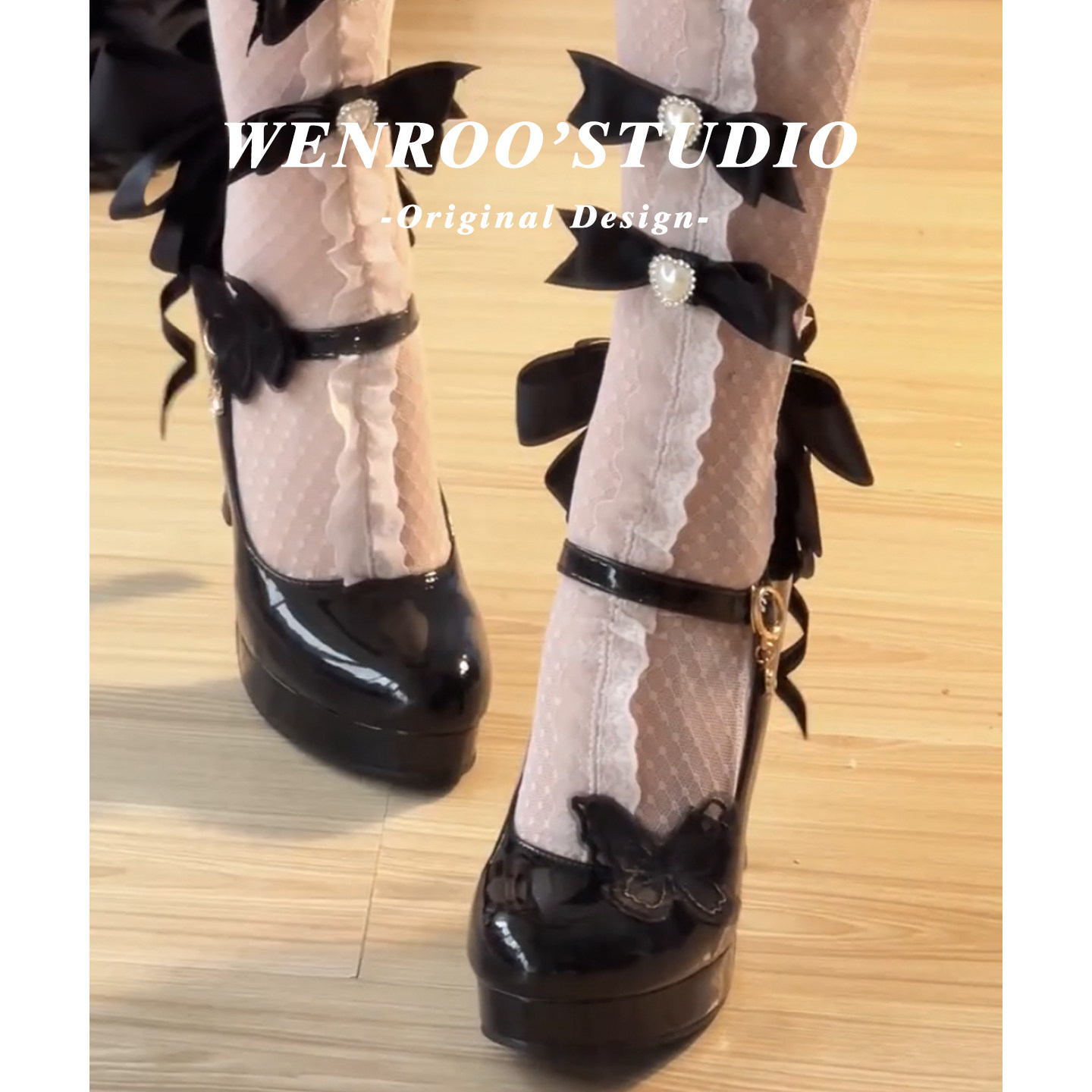 甜美蝴蝶结扣带Lolita高跟鞋女春2026新款黑色浅口粗跟玛丽珍单鞋,淘宝优惠券,粉丝福利购,淘宝优惠卷