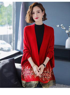 婚宴旗袍披肩外搭针织绣花开衫