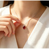 Natural garnet necklace pigeon blood red pendant with O-shaped chain sterling silver gold-plated ring set simple ring for women