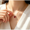 Natural garnet ring necklace set sterling silver gold-plated pendant basic simple ring live mouth female certificate