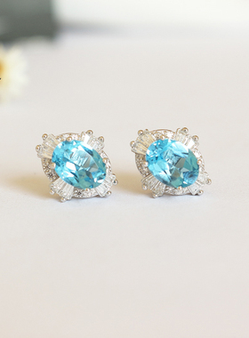 天然托帕石戒指吊坠白金色配证书