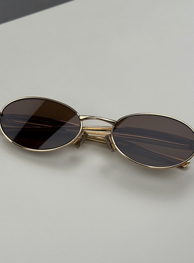 Ladygaga碳酸复古椭圆金属墨镜