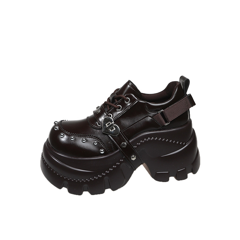 高级感厚底小皮鞋女2026新款朋克系带松糕乐福鞋爱心扣增高单鞋春,淘宝优惠券,粉丝福利购,淘宝优惠卷