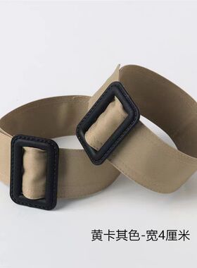卡其色简约布大衣宽风衣袖口束带