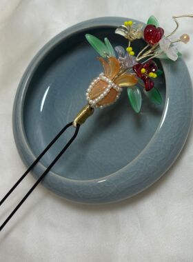 子规 原创花瓶簪琉璃汉服发饰古风盘发日常发钗