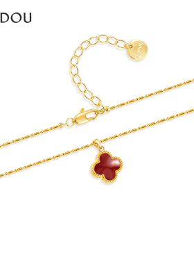 AJIDOU阿吉豆项链女款红色四叶草气质锁骨链短颈链