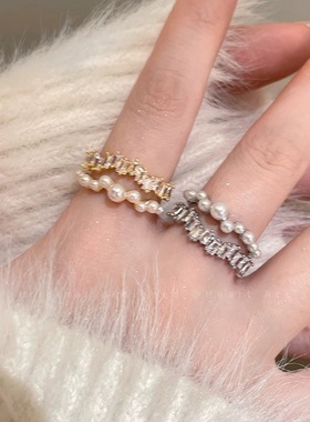 满天星珍珠双层开口戒高级