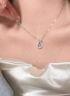 吊坠蝴蝶结小众猫眼石轻奢项链