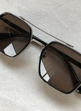 新款韩版黑框水晶石头镜时尚男款太阳镜防强光护目墨镜多边形全框