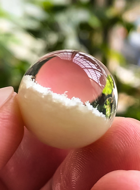 9A收藏天然白幽灵聚宝盆散珠 绿幽灵单珠无孔吊坠DIY多宝手串配珠