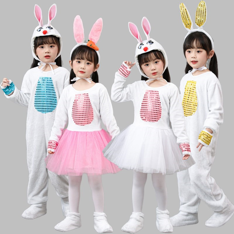 新款小兔演出服儿童小白兔动物表演服幼儿园兔子舞蹈演出服兔子乖 - 图0