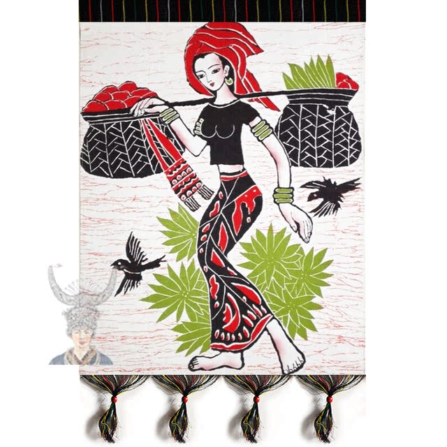 Imitation of batik murals, tourist specialties, Miao and Dai paintings, Washanxing, 56*90cm pole purchased separately