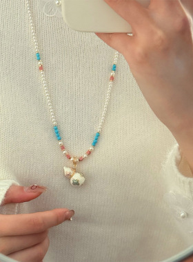 原创新款精致轻奢多巴胺彩色滴油葫芦串珠项链时间简约感毛衣