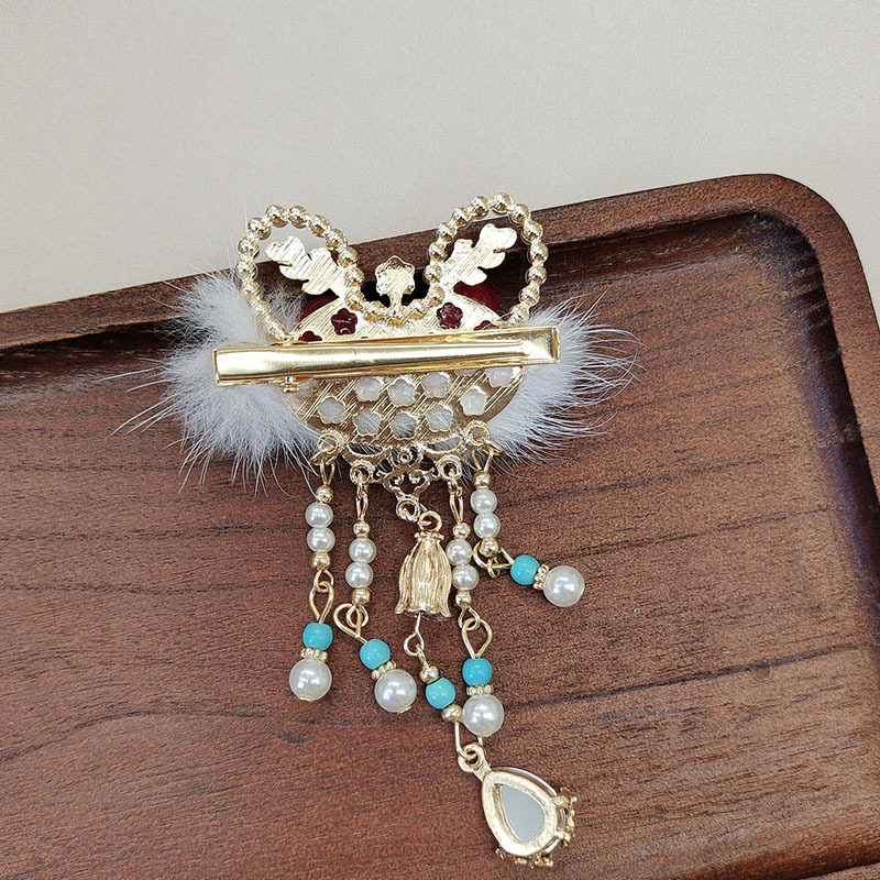 超仙古典醒狮毛绒流苏发夹古风新年边夹鸭嘴夹复古汉服日常发卡子,淘宝优惠券,粉丝福利购,淘宝优惠卷