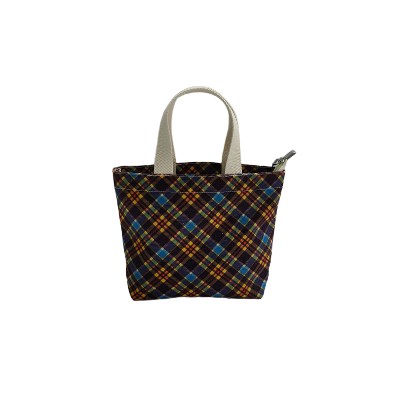 帆布包韩版简约格子迷你手提袋休闲上班手拎包外出托特包轻便布袋,淘宝优惠券,粉丝福利购,淘宝优惠卷