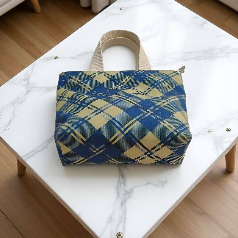 帆布包韩版简约格子迷你手提袋休闲上班手拎包外出托特包轻便布袋,淘宝优惠券,粉丝福利购,淘宝优惠卷