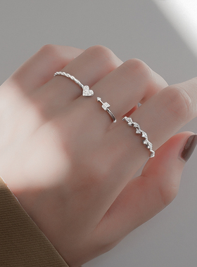 开口冷淡组合扭圈可调节925纯银