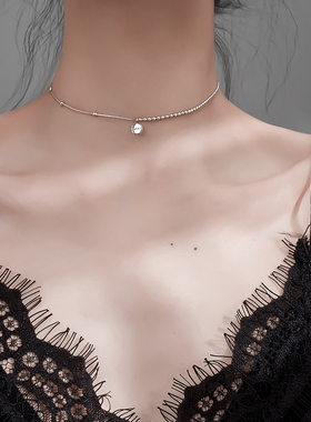 s925纯银圆牌字母项链小众设计感