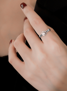 7号银铺小众设计笑脸925纯银戒指