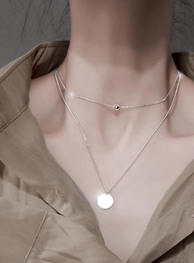 925纯银双层项链女ins小众设计感