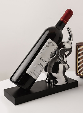 轻奢镀银大象红酒架酒柜摆件