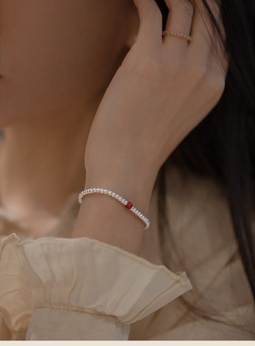 朱砂银珠手链银珠子细款纯银diy