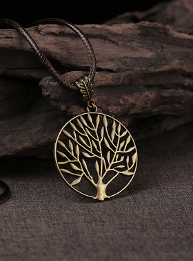 生命之树手工复古文艺风毛衣项链