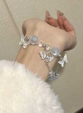 新款小众森系清冷爆花渐变琉璃串珠手链潮百搭简约轻奢手饰送礼