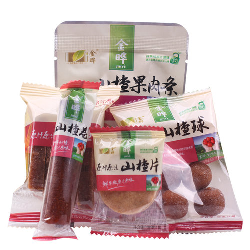 金晔山楂条球果肉软条圆片干卷雪丽球果丹皮500g零食散称独立包耒 - 图1