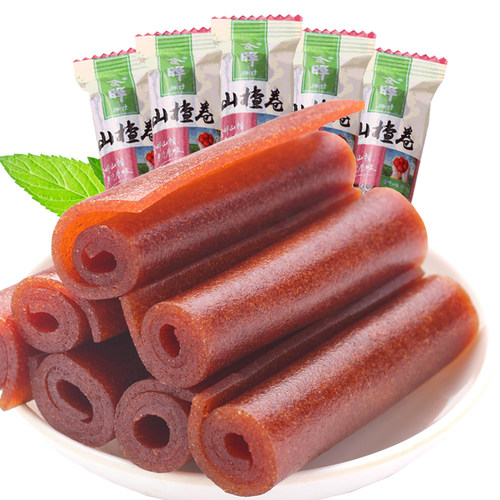 金晔山楂条球果肉软条圆片干卷雪丽球果丹皮500g零食散称独立包耒 - 图2