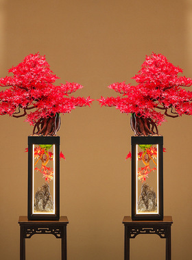 新中式创意崖柏盆景客厅摆件