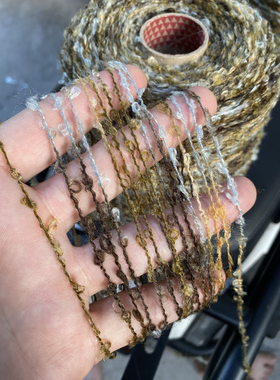外贸段染油画线波浪圈圈线 手工混线配线中粗外套线棒针花式线