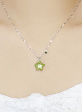 绿色星星项链清新锁骨925女生