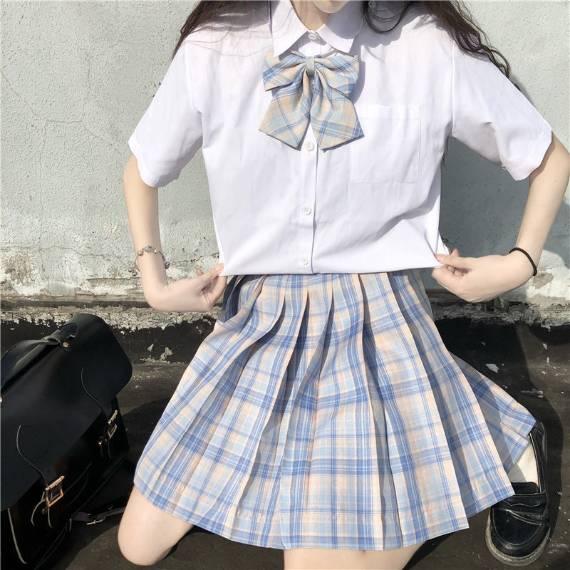 学院风百褶半身裙日系jk制服套装全套水手服少女学生短袖衬衫格裙