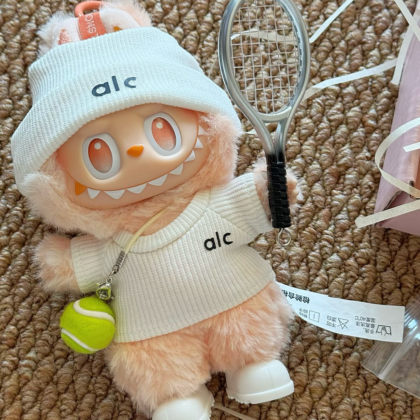 原创！适用拉布布lulu运动风网球套装衣服labubu娃衣一二三代通用,淘宝优惠券,粉丝福利购,淘宝优惠卷