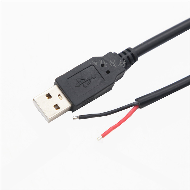 全铜USB2芯充电线USB单头上锡线USB供电线USB单公头两芯0.75平方 - 图0