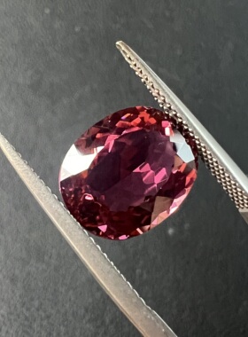 6.04ct粉红色碧玺樱花粉色全净体椭圆形玻璃体精品樱花色