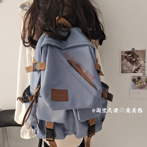 双肩包女2023新款复古百搭书包减压时尚潮男中学生大学生ins背包 - 图2