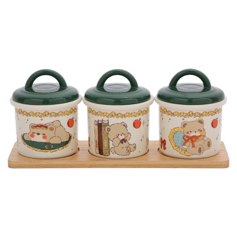 陶瓷带盖调味罐釉下彩佐料罐厨房味精胡椒粉收纳盒调料带勺盐罐子,淘宝优惠券,粉丝福利购,淘宝优惠卷