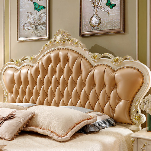 欧式风格全实木1.8米双人床主卧大床现代简约奢华真皮公主1.5婚床 - 图2