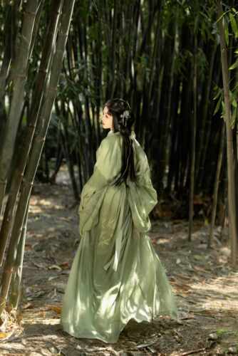 皇承司【苍翠】复原款马山楚墓战国袍大放量拖尾直裾日常直裾袍女 - 图2