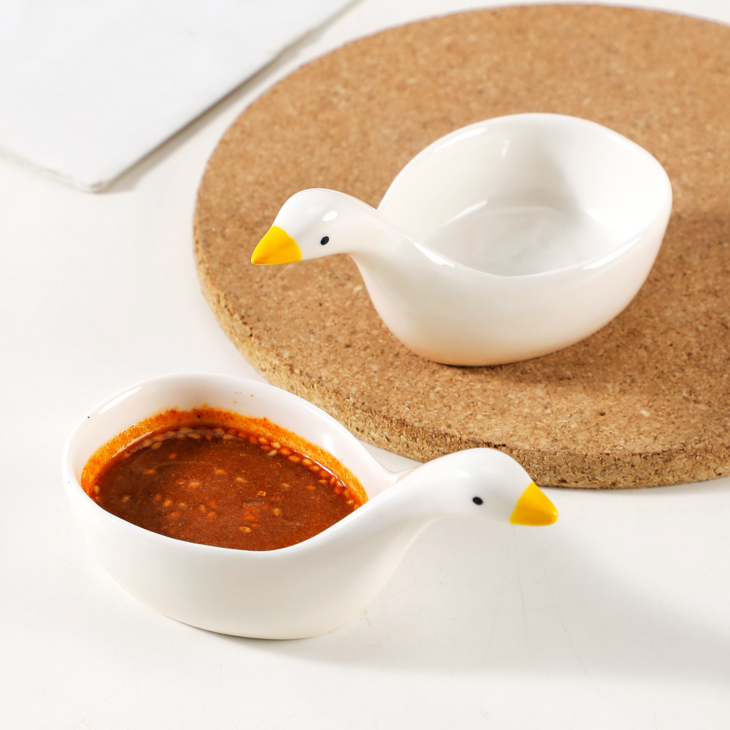 8.8元2只可爱小鸭子陶瓷调料碟白色小料碟醋碟家用调味碟创意餐具,淘宝优惠券,粉丝福利购,淘宝优惠卷
