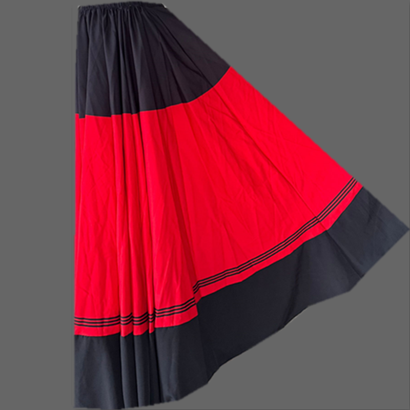 彝族舞蹈服大山索玛花火把节阿杰鲁姑娘的红裙盛装百褶练习裙子 - 图3